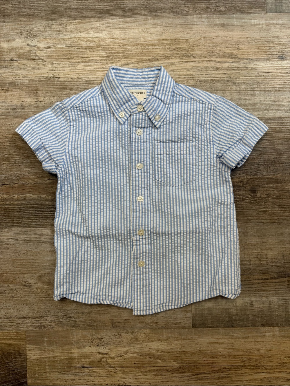 J. Crew Blue & White Striped Short Sleeve Button-Down Shirt